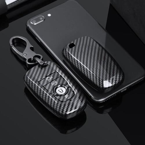 Glossy Carbon fiber ABS Car Key Case Cover For Ford Fusion Mondeo Mustang Edge Expedition EXplorer F-150 F-250 F-350 2018 2019