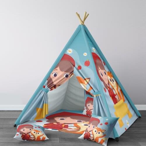 Play Tent for Kids Wigwam Portable Indoor Playground Tents Children Bedrooms Red Hat Girl Fox Model 215