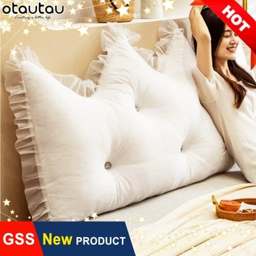 King Size White Decorative Pillow Case Big Crown Princess Pillowcase Wedding Home Decor Boho Soft Velvet Lace Backrest Cushion