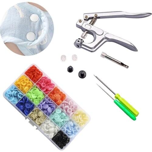 DIY Snap Button with Snaps Pliers Tool 150 set T5 Plastic Resin Snap Button Press Stud Cloth Button Press Machine Sewing Tool