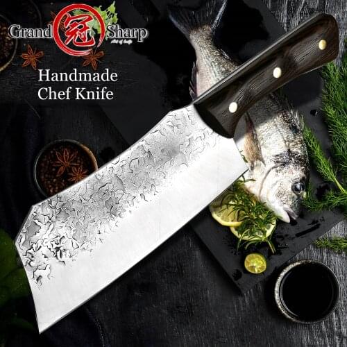 Hand Forged Meat Cleaver Kitchen Chef Knife Leather Sheath Gift Box Outdoor Butcher Chopper Boning Home BBQ Cooking Dropshipping
