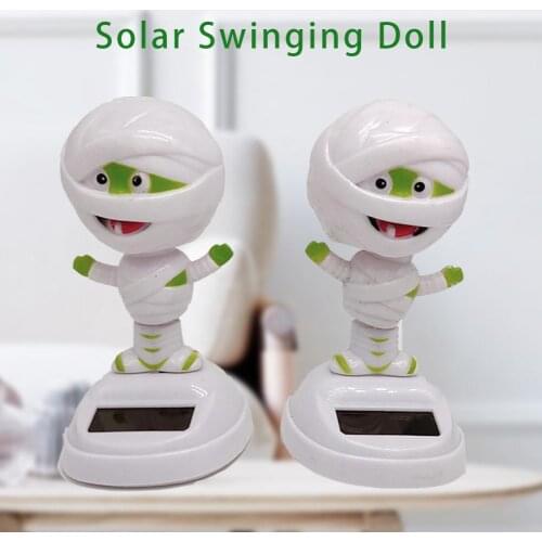 Solar Shaking Head Doll Solar Swinging Doll Car Decoration Cartoon Car Doll Car Interior Jewelry Halloween Gift Dropshiiping