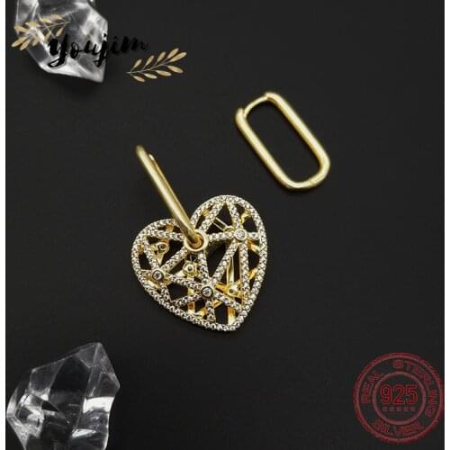 Summer New Womens Zircon Love Asymmetrical Earrings Luxury Fashion Monaco Exquisite Jewelry Gift 925 Silver