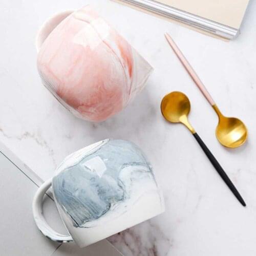 400ML Marble Ceramic Cup Coffee Cup with Handle Nordic Brief Style Milk Tea Coffee Mug for Home Cafe Office Creative Gift