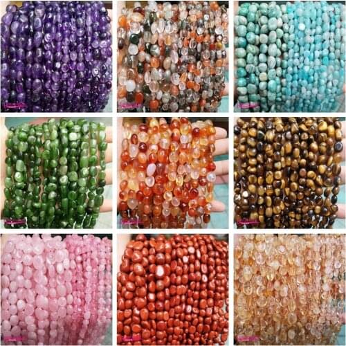 Natural Multicolor Stone Loose Beads High Quality 6-8mm 8-10mm Smooth Irregular Shape DIY Gem Jewelry Accessories 38cm wk326