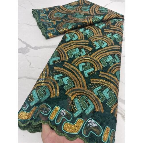 Nigerian Lace Fabric 2021 High Quality Embroidery French Tulle Lace Sequins Beaded Fabric Wedding For Evening Dress 4328B