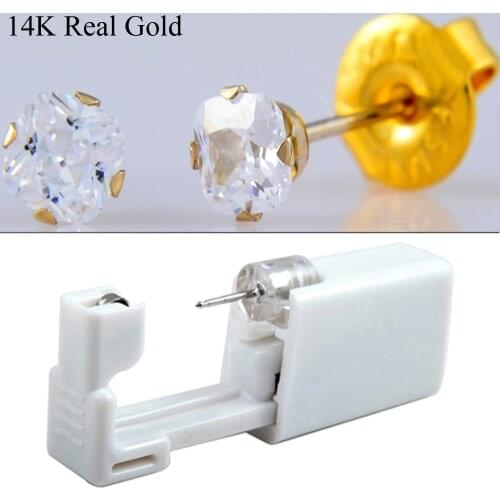 1pc CZ Stud Earing Disposable Ear Piercing Units Gun Tool For Babies Kids And For Sensitive Ears Cross-Infection