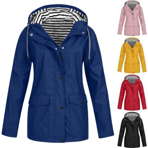 Solid Color Jackets Plus Size Windproof Zipper Coat Women Outdoor Mountaineering Suit Waterproof Hoodie Coat casaco feminino