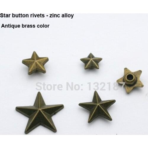 Wholesale zinc alloy metal rivets star jeans rivets antique brass free shipping ZD-016