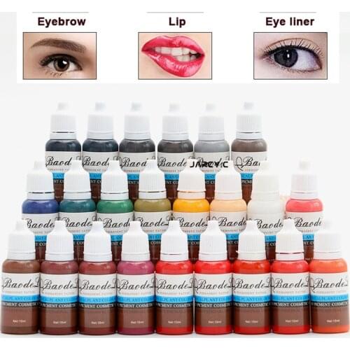 Semi permanent makeup Tattoo ink 15ml for eyebrow pigment Cosmetic Tattoo Microblading machine tattoo pigment eyebrow 23 colors