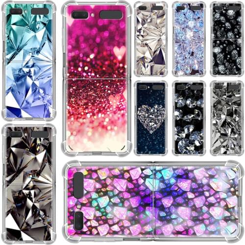 Diamond Pattern Print Pink Cover For Samsung Galaxy Z Flip & ZFlip 5G Anti-Knock Clear Phone Case 6.7" Folding And Splitting Bag