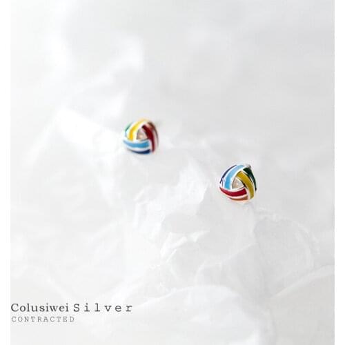 Colusiwei Enamel Rainbow Ice Cream Stud Earrings for Girls Lady Women Minimalist Silver Prevent Allergy Jewelry Brinco New