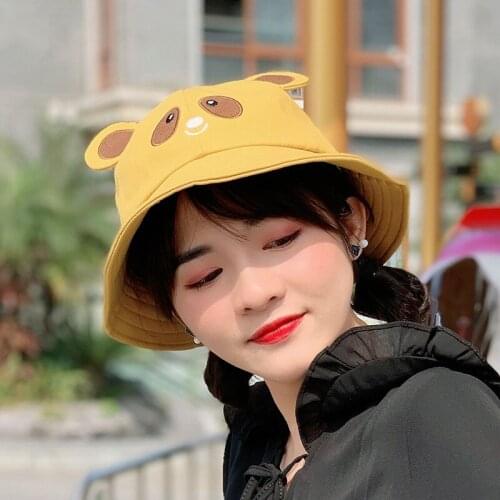 Little Girl Fisherman Hat Animal Cartoon Bear Ears Kawaii Basin Hats Student Outdoor Street Fashion Bucket Cap