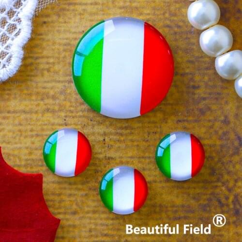 12mm 25mm 14mm 16mm 18mm 20mm Photo Glass Cabochons Round Cameo Set Handmade Settings Stone Italian Flag