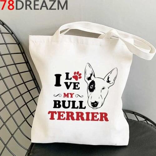 Bull Terrier shopping bag reusable shopper eco jute bag shopper bag sacola bolsas ecologicas fabric bolsas reutilizables grab