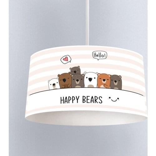 Lamp For Kids Bedrooms Light Chandelier for Living Room Childrens Room Happy Bear White Brown Model 009