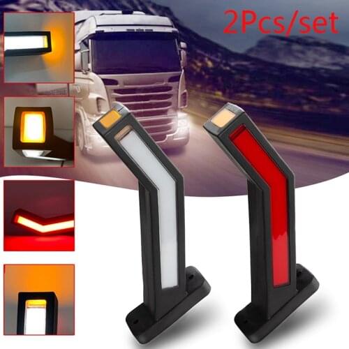 2x Universal All Car Truck Trailer Van Warning Light Red Amber White Side Marker Lights 33 LED Lights Outline Lamp 12V 24V