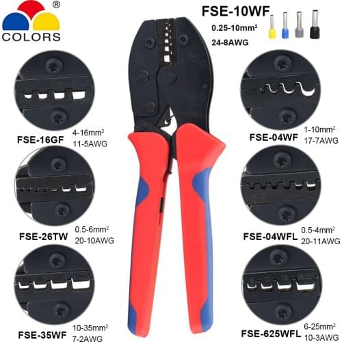 Tube Wire Terminals Crimping Pliers Bootlace Ferrules 9" 220mm Ratchet Crimper Jaw Die Sets Kits Electrican Crimping Hand Tools