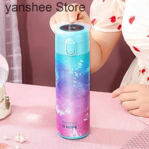 Stainless steel intelligent thermos, LED digital temperature display water bottle, hot coffee pot, intelligent thermos cup