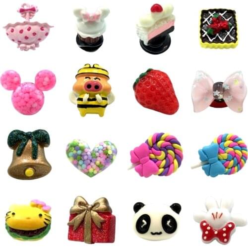 1Pcs Lovely Cake Resin Genuine Shoe Charms Accessories Decoration Buckles Fit Bracelets With Holes Gifts