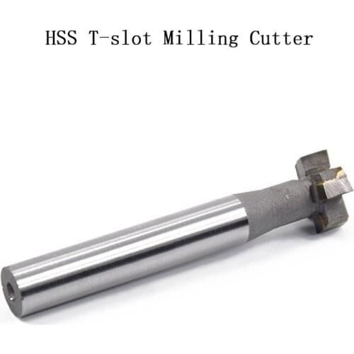 1Pcs HSS Alloy T-Slot Milling Cutter Tungsten Steel Rough Inserted Straight Shank For Hardness Metal Keyway Endmills Tool