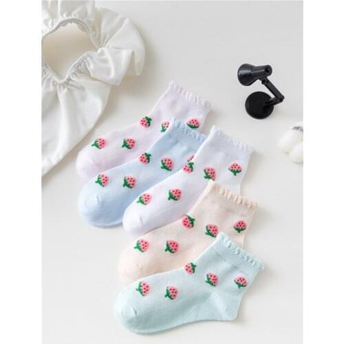 10Pairs/Lot Girl Cotton Soft Strawberry Ruffle Lace Breathable Quality Socks Girls School Socks Party Stage Dressing Cute Socks