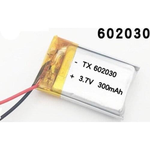 300mAh 3.7V 602030 lithium polymer Rechargeable battery For Bluetooth Speaker MP3 MP4 Smart Watch wireless card Selfie stick