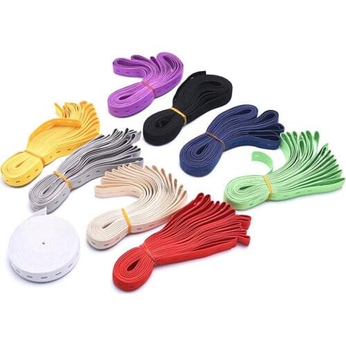 5M Colorful Adjustable Flat Elastic Band with Button Holes Elastic Band