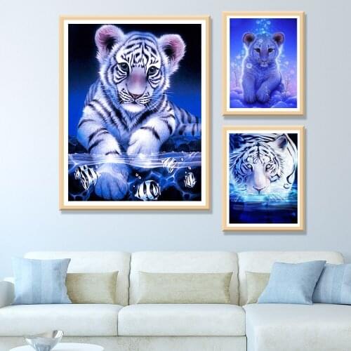 5d Diy Diamond Embroidery Cross Stitch Tiger Diamond Painting Rhinestone Cartoon Animal Picture Mosaic Artist Home Decoration