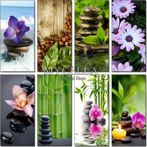 Diamond Embroidery Bamboo 5D DIY Diamond Painting Cross Stitch Stone & Flower Rhinestones Full Round Mosaic Landscape Christmas