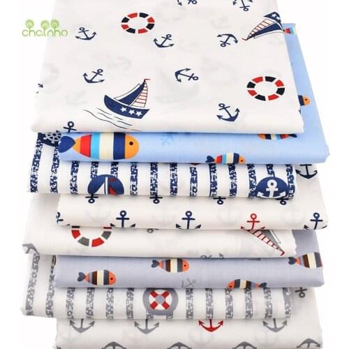 Chainho ,New Sailing series Twill Cotton Fabric For DIY Quilting Sewing Of Baby&Children/Sheet,Pillow,Cushion,Curtain Material