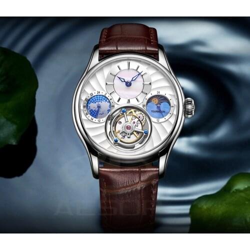 AESOP Flying Tourbillon Mens Mechanical Watch Top Rotary Skeleton Watches for Men Male Waterproof Clocks Montre Homme Luxe