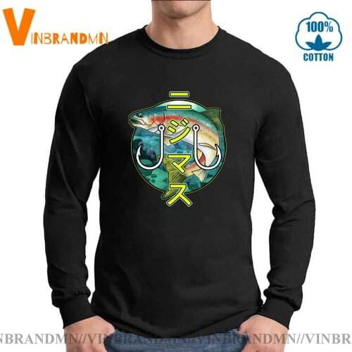 River Hunting tee shirt Japanese Kanji Rainbow Trout fish T shirt Fish On T-shirts Fishing Fishinger Fisherman T shirts