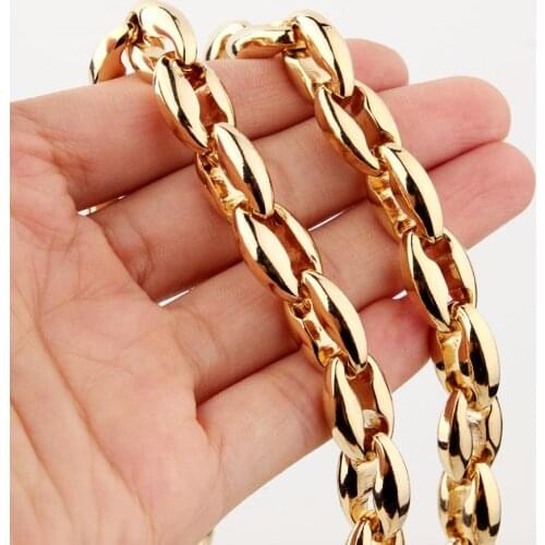 Hot Charming 316L Stainless Steel Coffee Beans Link Chain Mens Womens Necklace/Bracelet Unisexs Jewelry 7-40inch Fashion Gift