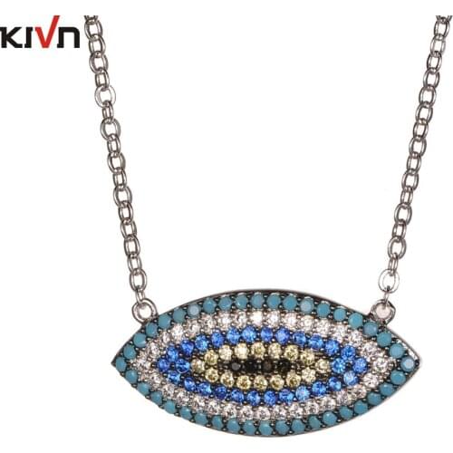 KIVN Fashion Jewelry Turkish Blue eye Cubic Zirconia Womens Girls Wedding Bridal Pendant Necklaces Mothers Birthday Gifts