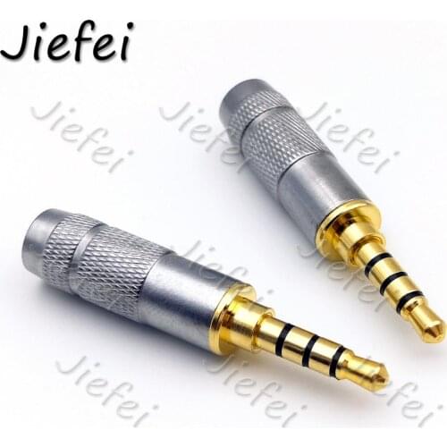Brass Gold Plated Straight 4 Pole 3.5mm Stereo TRRS repair Headphone Male Plug Jack metal Audio with Clip Connector