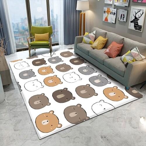 Fashion Modern Art Soft Cartoon Colorful Bear Childrens Flannel Carpet Childrens Room Anti-slip and Anti-fouling Carpet&Rug