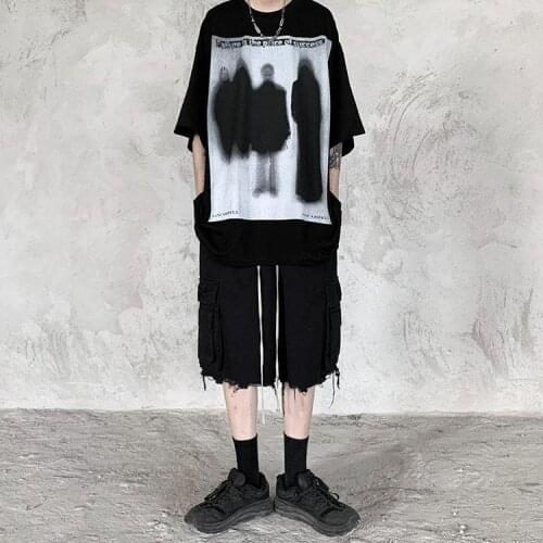 Dark high street bereavement sub-wind short-sleeved T-shirt men retro niche top tide