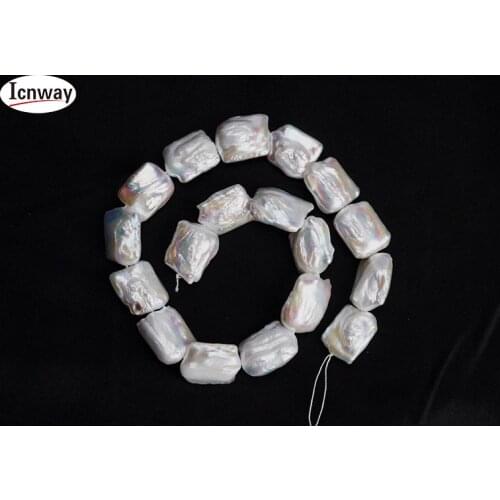 Natural reborn keshi Pearl white 16*18mm rectangle For Jewelry Making 15inches DIY necklace bracelet Wholesale