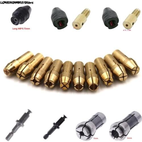 Multi Types Electric Motor Mini Drill Bit Chucks Hex Drill Chuck Adapter Micro Collet Shank Brass For Power Tool Accessories
