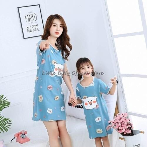 Animal Cartoon Pig Printing Night Dress for Girls Toddler Girls Nightgown Teenager Summer Pajamas Dress for 8 10 12 14 Years