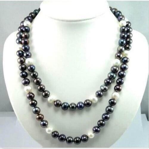 Hoit 9-10mm south sea black white pearl necklace 38" 14K yellow Gold