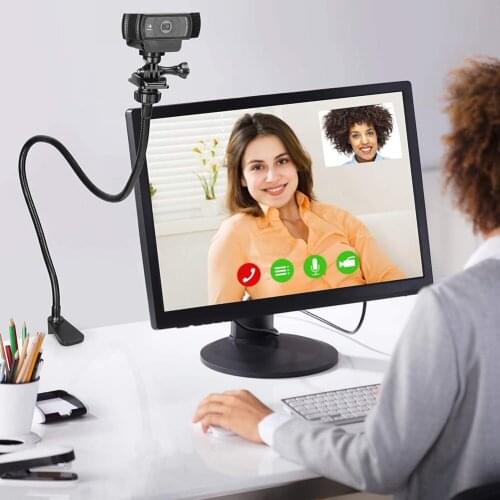 Webcam Stand Enhanced Durable Clamp Bracket With Flexible 360 Degree Gooseneck For Logitech Webcam And All 1/4" Screw Device