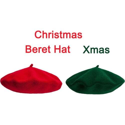Christmas Beret Hats Wool Red Bottle Green Girls Women Ivy hat Xmas