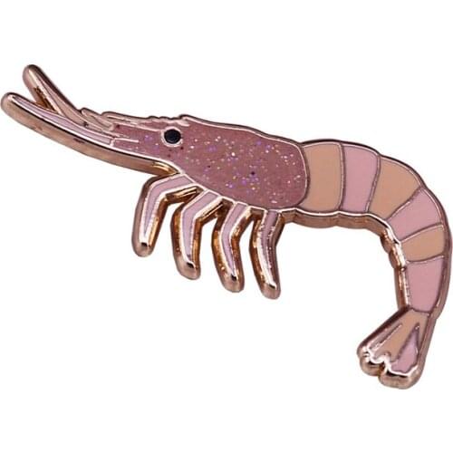 Fabulous Glitter Shrimp Enamel Pin Badge