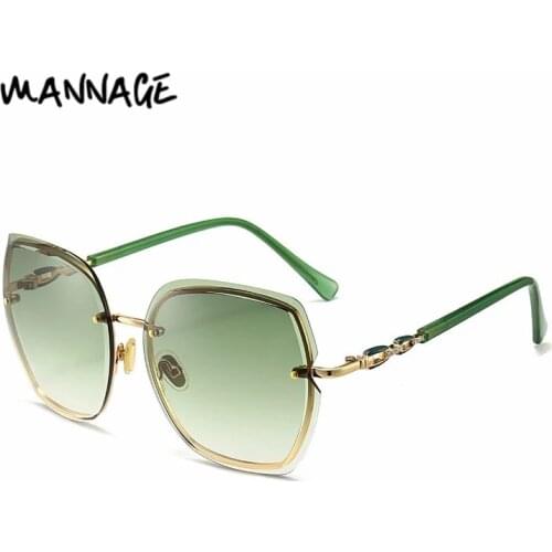 Womens Rimless Square Sunglasses Luxury Rhinestones Decor Shades Female Ladies Fashion Eyewear