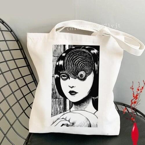 Junji Ito shopping bag tote jute bag bolso canvas reusable shopper bag bolsas reutilizables woven fabric cabas