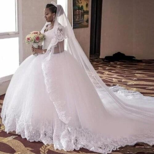 Wedding Dresses Ball Gown 2020 Lace Applique With Sleeves Bridal Gown Bride Dress Vestido de Noiva