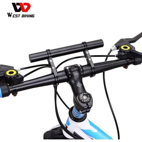 WEST BIKING Bicycle Double Handlebar Extender Mountain Bike Flashlight Torch Mount Lamp Bracket Holder Flashlight Lamp Holder