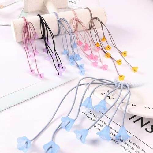 1PCS Fashion Wild Flower With Pendant Hair Accessories Lady Hair Gum Headwear Girls Elastic Hair Ponytail Band
